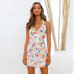 Hello Molly NWT Homecoming or Cocktail Dress. Sequin Floral
